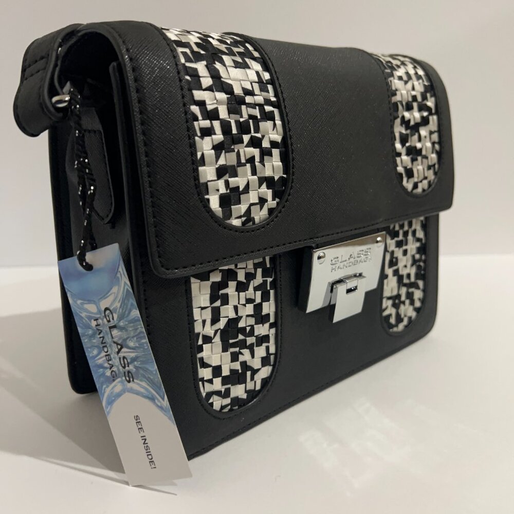 Glass Handbag Black Pixel Mosaic Cross-Body Bag - Picture 2 of 6